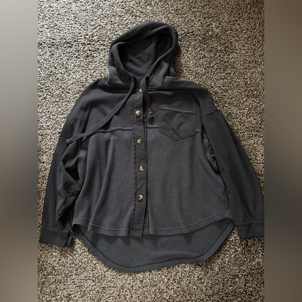American Eagle Outfitters Charcoal Hooded Cardigan